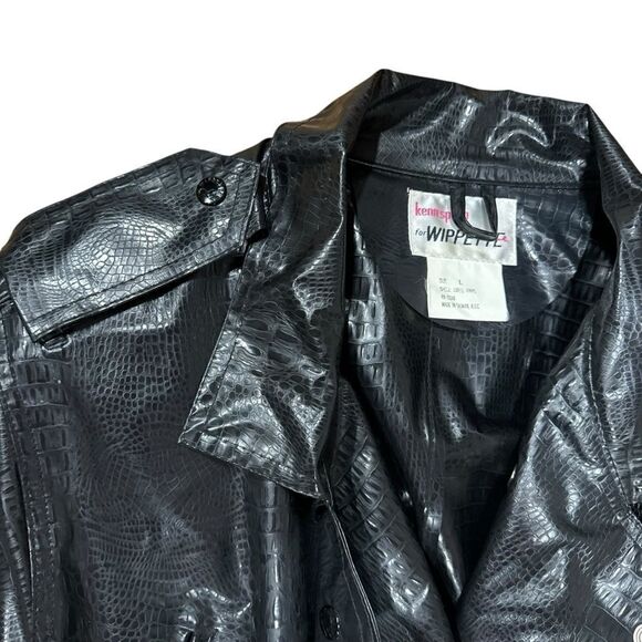 Wippette Ken Sporn Vintage Vinyl Croc Embossed Print Double Breasted Trench Coat - Picture 8 of 13